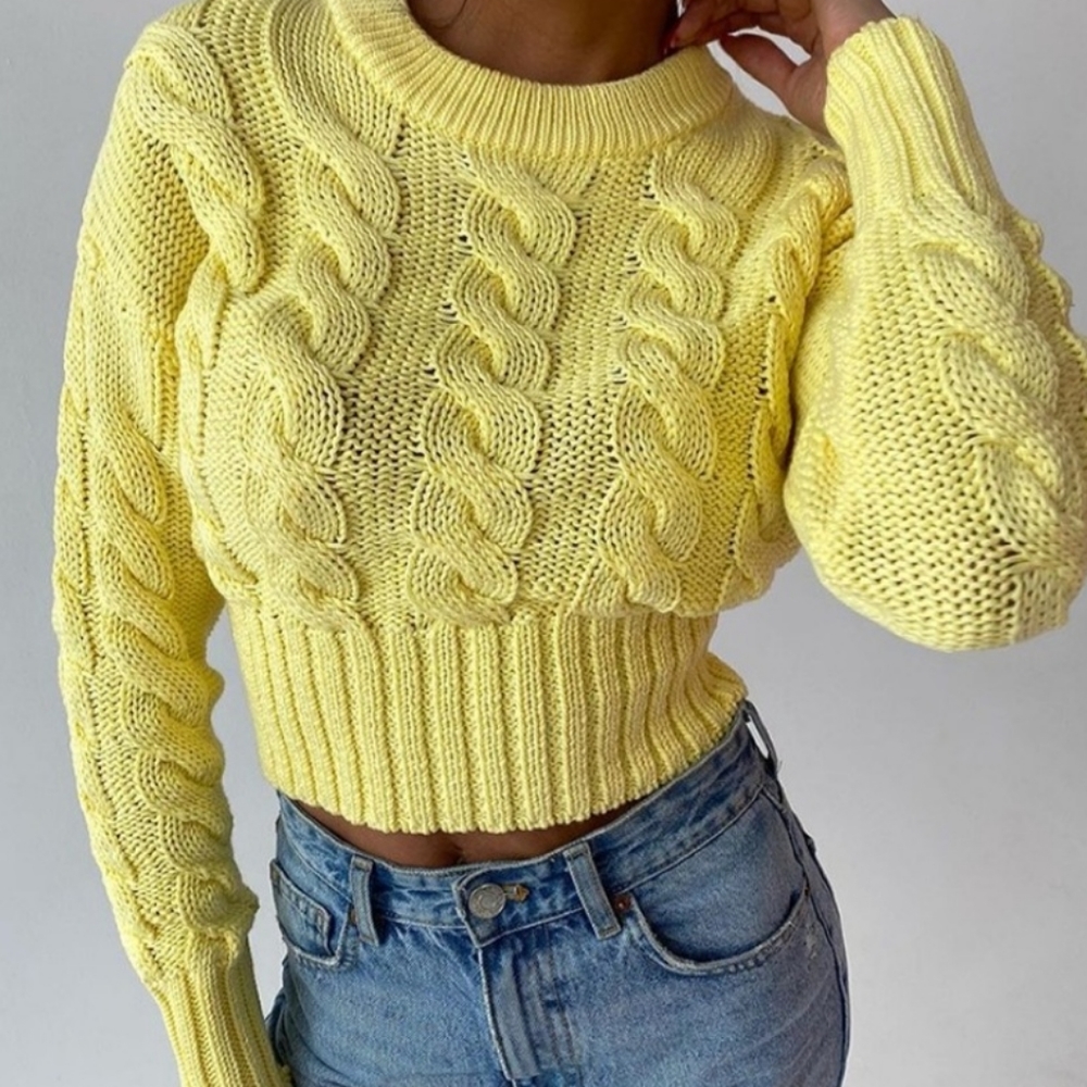 Yellow thin crop to sweater
